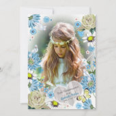 Stijlvol blauw en groen Eerste Heilige Communautei Kaart (Voorkant)