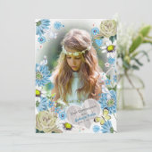 Stijlvol blauw en groen Eerste Heilige Communautei Kaart (Staand voorkant)