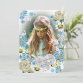 Stijlvol blauw en groen Eerste Heilige Communautei Kaart (Staand voorkant)