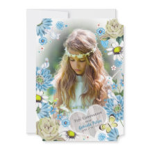 Stijlvol blauw en groen Eerste Heilige Communautei