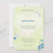 Stijlvol blauw en groen Eerste Heilige Communautei Kaart (Achterkant)