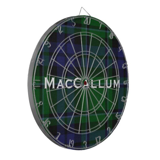 Stijlvol blauw en groen MacCallum Tartan Dartbord (Voorkant Links)