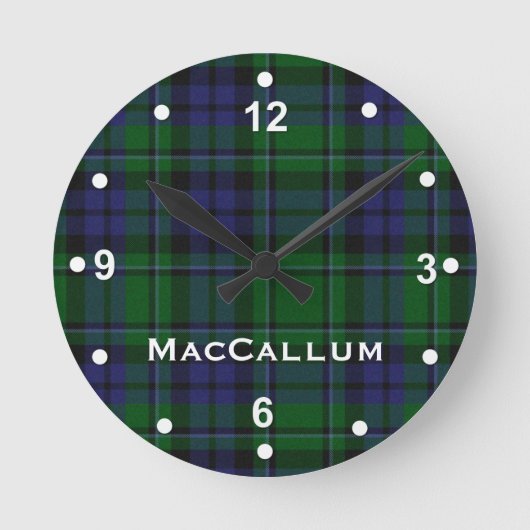 Stijlvol blauw en groen MacCallum Tartan Ronde Klok (Voorkant)