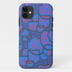 Stijlvol blauw en magenta Abstract, zwarte overzic Case-Mate iPhone Case