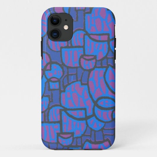 Stijlvol blauw en magenta Abstract, zwarte overzic Case-Mate iPhone Case (Achterkant)