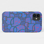 Stijlvol blauw en magenta Abstract, zwarte overzic Case-Mate iPhone Case (Achterkant (horizontaal))