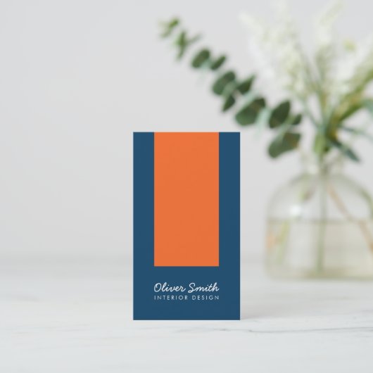 Stijlvol blauw en Oranje interieur design sociale  Visitekaartje (Staand voorkant)
