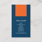 Stijlvol blauw en Oranje interieur design sociale  Visitekaartje (Achterkant)