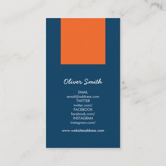 Stijlvol blauw en Oranje interieur design sociale  Visitekaartje (Achterkant)