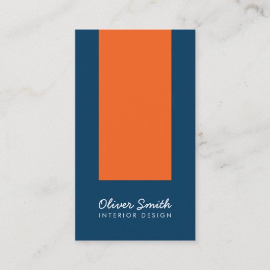 Stijlvol blauw en Oranje interieur design sociale  Visitekaartje (Voorkant)