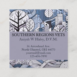 Stijlvol blauw en wit afsprakenkaartje