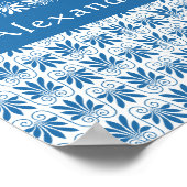 Stijlvol blauw en wit Grieks Floral Poster (Hoek)