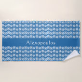 Stijlvol blauw en wit Grieks gepersonaliseerd Strandlaken (Voorkant)