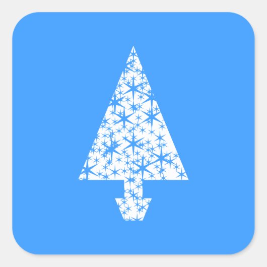 Stijlvol blauw en wit kerstboomontwerp. vierkante sticker (Voorkant)
