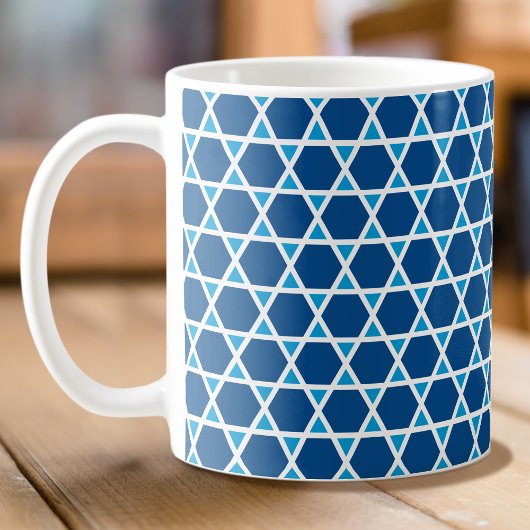 Stijlvol blauw en wit Star-patroon Koffiemok