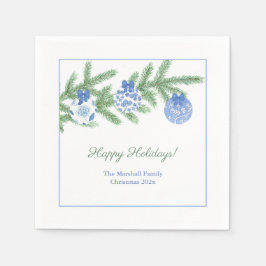 Stijlvol blauw en witte Feestdagen Servet