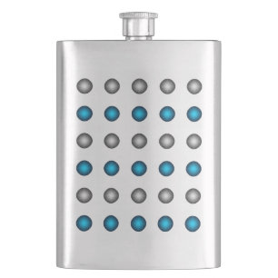 Stijlvol blauw en zilver poladots patroon heupfles
