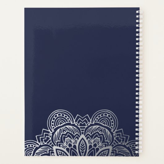 Stijlvol blauw en zilver Yoga-leraar notebook Planner (Achterkant)
