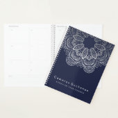 Stijlvol blauw en zilver Yoga-leraar notebook Planner (Display)