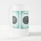 Stijlvol blauw en zwart 21ste verjaardag design matglas bierpul (Voorkant links)