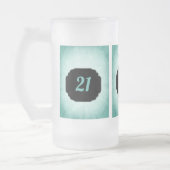 Stijlvol blauw en zwart 21ste verjaardag design matglas bierpul (Links)