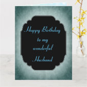 Stijlvol blauw en zwart Happy Birthday Husband Kaart (Gele Bloem)