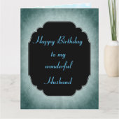 Stijlvol blauw en zwart Happy Birthday Husband Kaart (Voorkant)