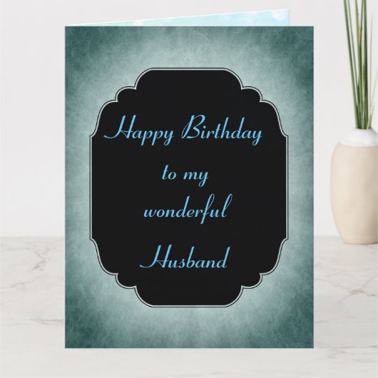 Stijlvol blauw en zwart Happy Birthday Husband Kaart (Voorkant)