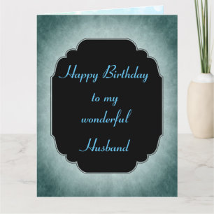 Stijlvol blauw en zwart Happy Birthday Husband Kaart