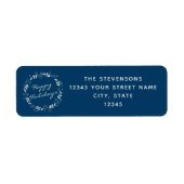 Stijlvol Blauw Floral Prettige feestdagen Retourad Etiket (Voorkant)