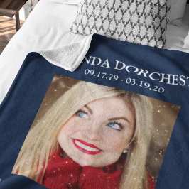 Stijlvol blauw foto gedenkteken eerbetoon fleece deken