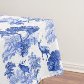 Stijlvol blauw Frans Toile Deer Forest Pattern Tafelkleed (Voorbeeld)