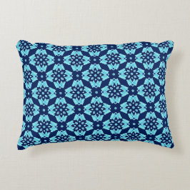 Stijlvol blauw geometrisch bloemenpatroon accent kussen