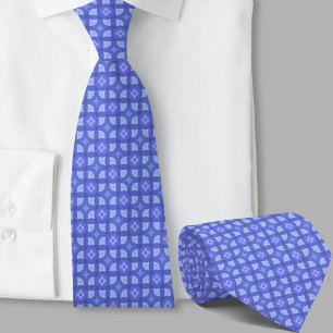 Stijlvol blauw geometrisch patroon stropdas