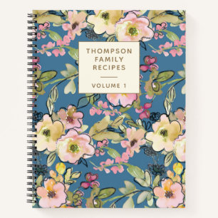 Stijlvol blauw, gepersonaliseerd recept notitieboek