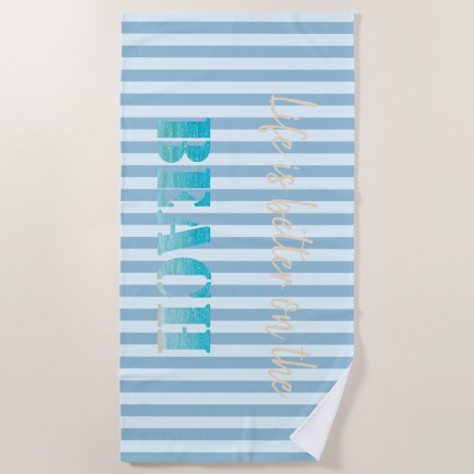 Stijlvol, blauw, gestreept strandlaken (Voorkant)