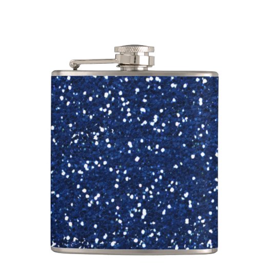 Stijlvol blauw glitter heupfles (Voorkant)