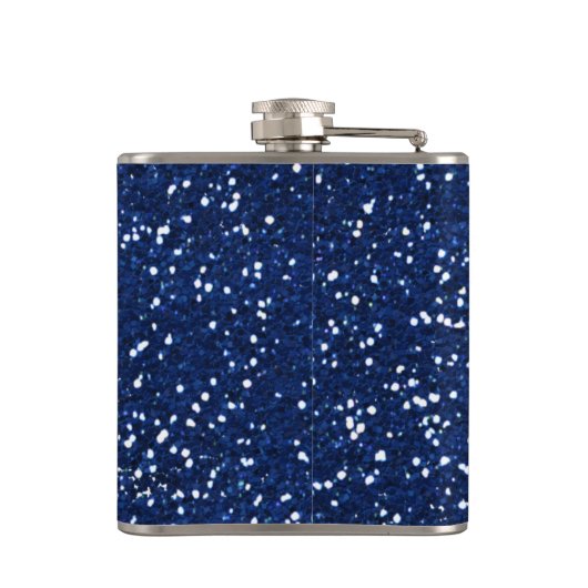 Stijlvol blauw glitter heupfles (Achterkant)
