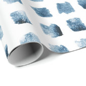 Stijlvol Blauw Gold Waterverf Penseel Squares Patr Cadeaupapier (Rol Hoek)