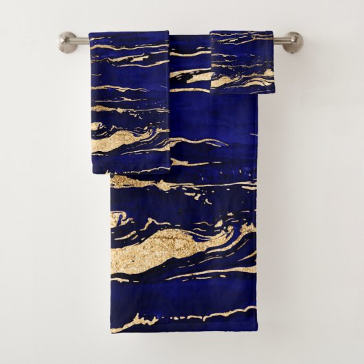 Stijlvol blauw goud Abstract marmer Bad Handdoek (Insitu)