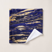 Stijlvol blauw goud Abstract marmer Bad Handdoek (Wasdoekje)