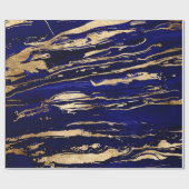 Stijlvol blauw goud Abstract marmer Cadeaupapier (Vlak)