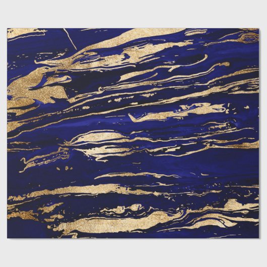 Stijlvol blauw goud Abstract marmer Cadeaupapier (Vlak)
