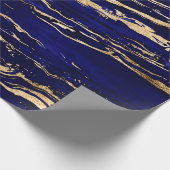 Stijlvol blauw goud Abstract marmer Cadeaupapier (Hoek)