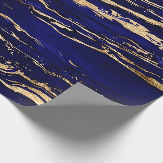 Stijlvol blauw goud Abstract marmer Cadeaupapier (Hoek)
