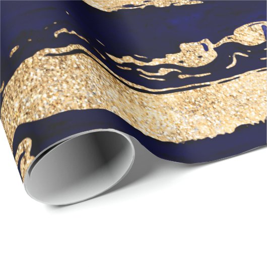 Stijlvol blauw goud Abstract marmer Cadeaupapier (Rol Hoek)
