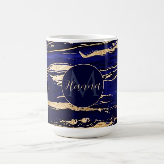 Stijlvol blauw goud Abstract marmer Koffiemok (Center)