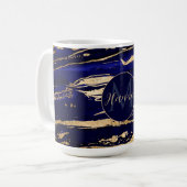 Stijlvol blauw goud Abstract marmer Koffiemok (Voorkant links)