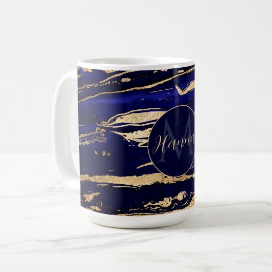 Stijlvol blauw goud Abstract marmer Koffiemok (Voorkant links)