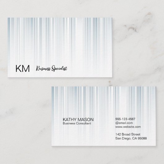stijlvol | Blauw Grijs Vert Lines Visitekaartje (Voorkant / Achterkant)